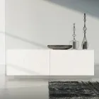 Living room sideboard in White Lacquered Mdf with Bas-relief Made in Italy - Acqua Viadurini