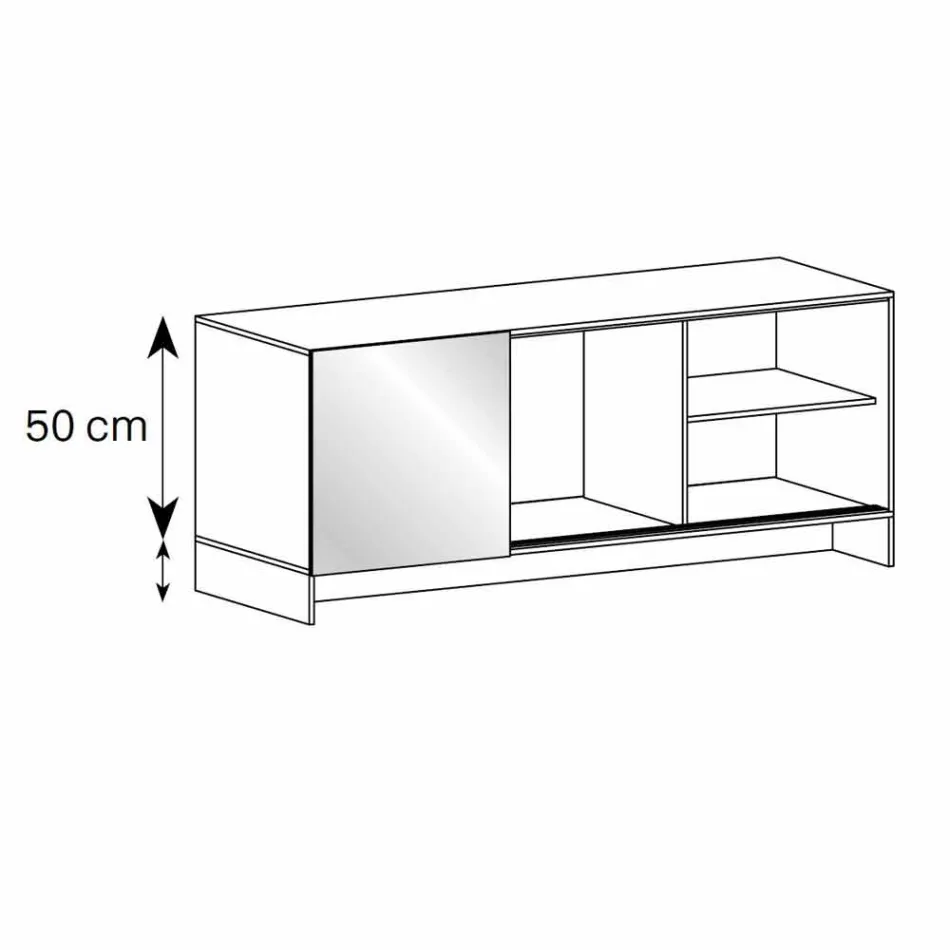 Smoked Glass Living Room Sideboard with Bronze Mirror Door Made in Italy - Silly Viadurini