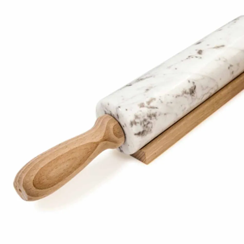 Marble Rolling Pin with Wooden Handles Made in Italy - Senni Viadurini