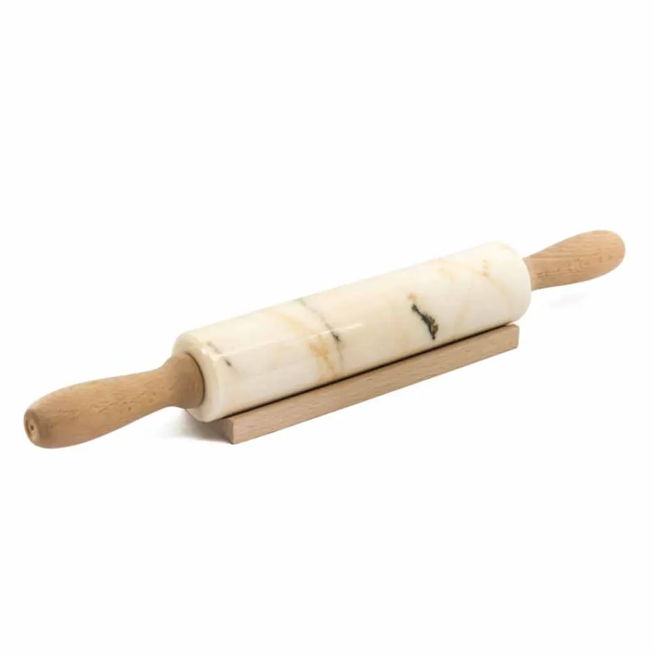 Marble Rolling Pin with Wooden Handles Made in Italy - Senni Viadurini