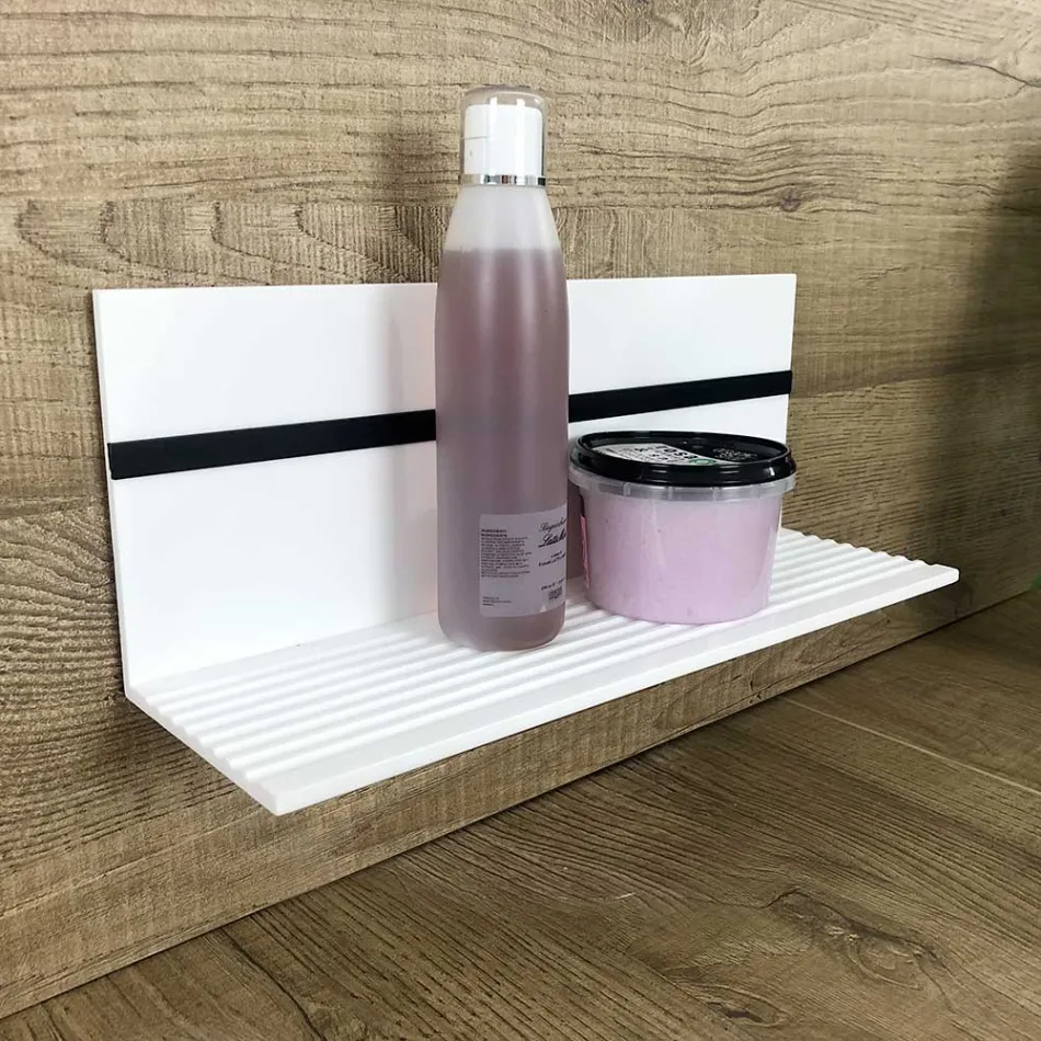 White Corian Wall Shelf L 35 or L 60 cm Made in Italy Quality - Elono Viadurini