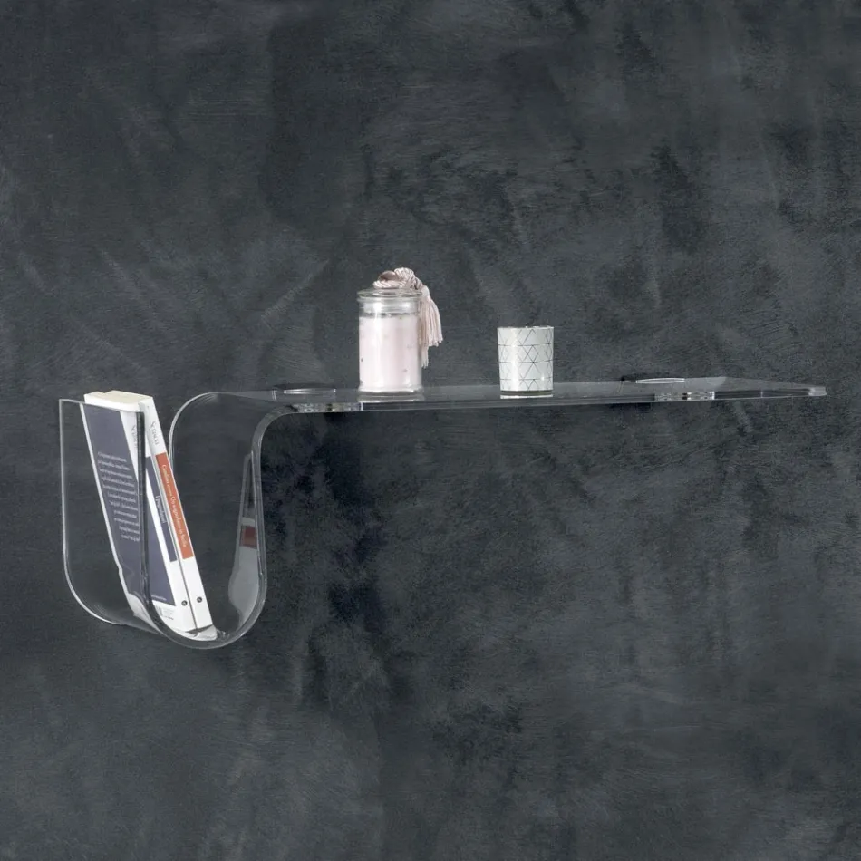 Design Shelf in Transparent Acrylic Crystal Made in Italy - Teride Viadurini