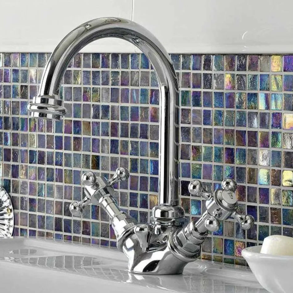 1 Hole High Spout Basin Mixer in Vintage Brass Made in Italy - Elisea Viadurini