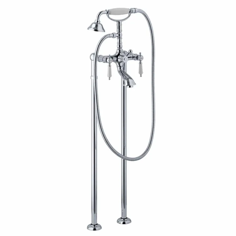 Column Mixer for Bathtub with Shower in Brass Made in Italy - Shelly Viadurini