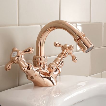 Vintage Design Single Hole Bidet Mixer in Brass Made in Italy - Klarisa Viadurini