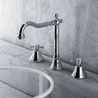 Classic 3-Hole Mixer for Washbasin in Brass Made in Italy - Lisca Viadurini