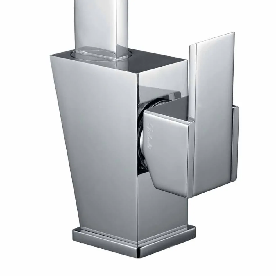 Mixer with Adjustable Spout for Washbasin in Brass Made in Italy - Alibi Viadurini