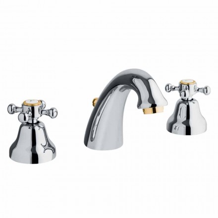 Classic Design 3-Hole Basin Mixer in Brass Made in Italy - Lisca Viadurini