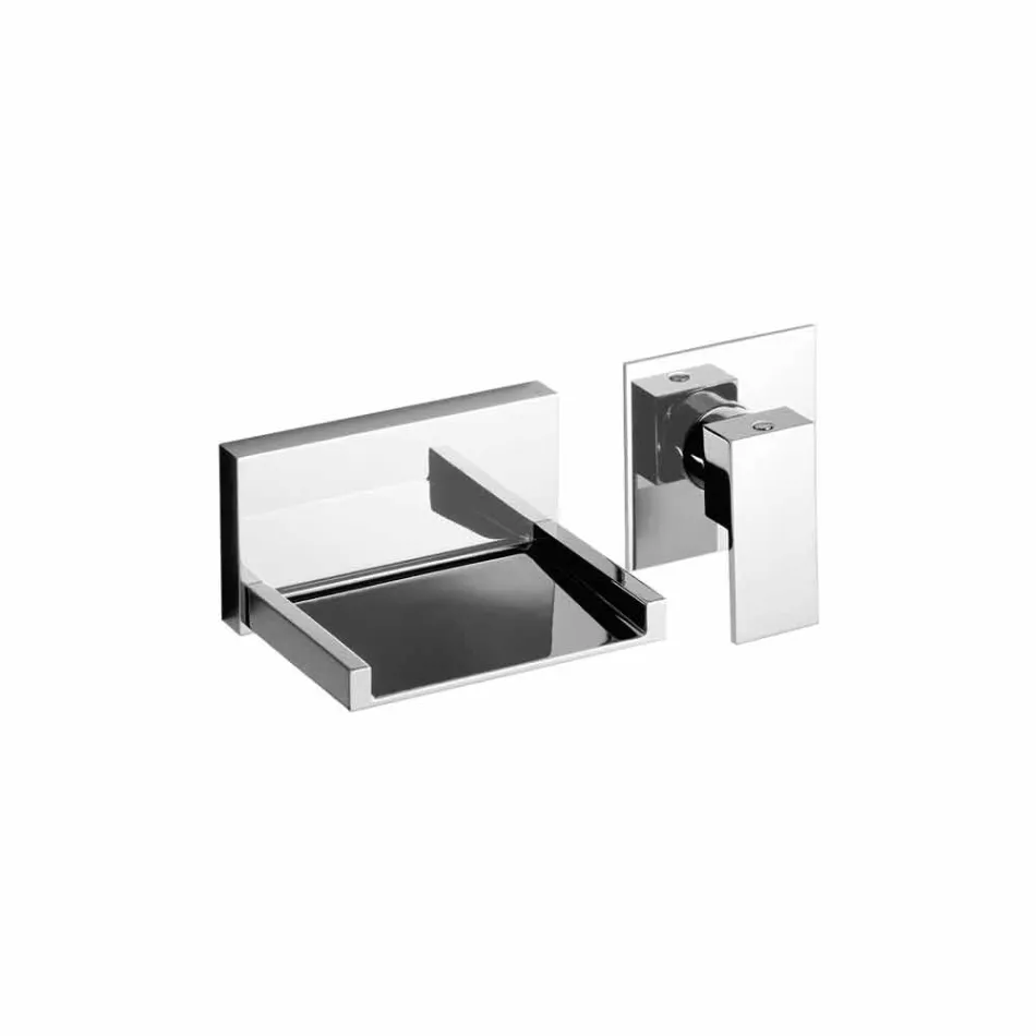Modern Wall Mounted Basin Mixer with Waterfall Spout Made in Italy - Bibo Viadurini