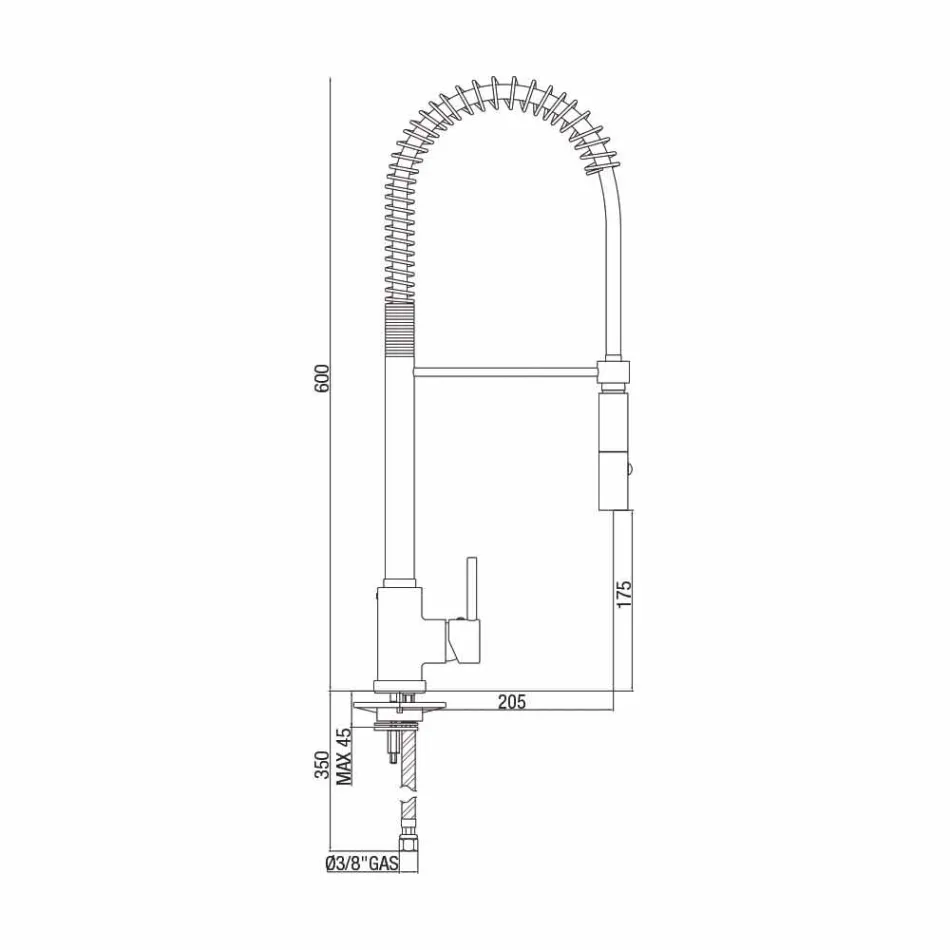 Adjustable Brass Kitchen Basin Mixer with Spring Made in Italy - Keope Viadurini