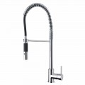 Adjustable Brass Kitchen Basin Mixer with Spring Made in Italy - Keope