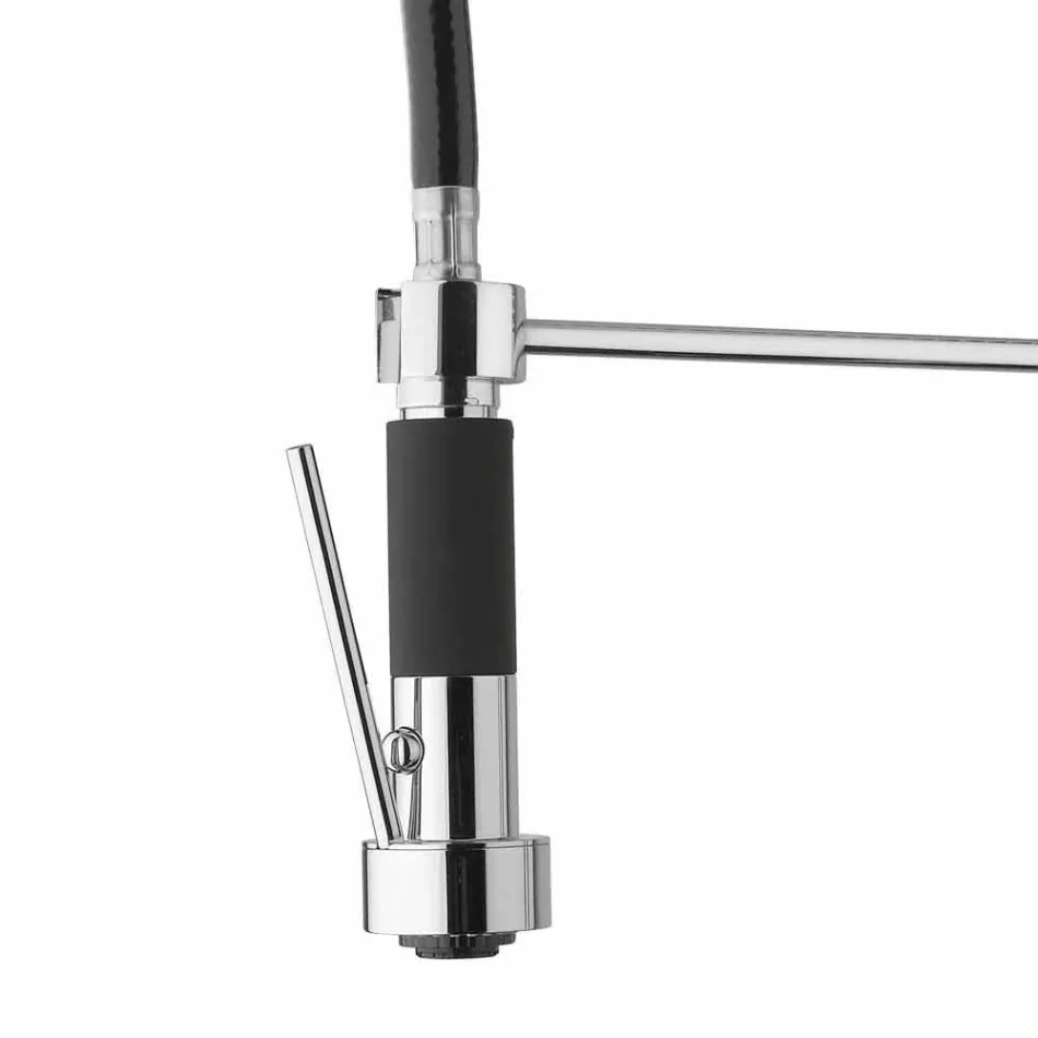 Chrome Brass Kitchen Sink Mixer with Shower Made in Italy - Kondor Viadurini