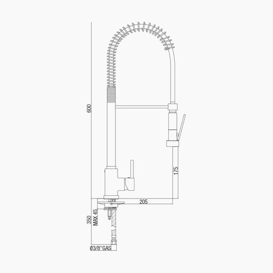 Chrome Brass Kitchen Sink Mixer with Shower Made in Italy - Kondor Viadurini