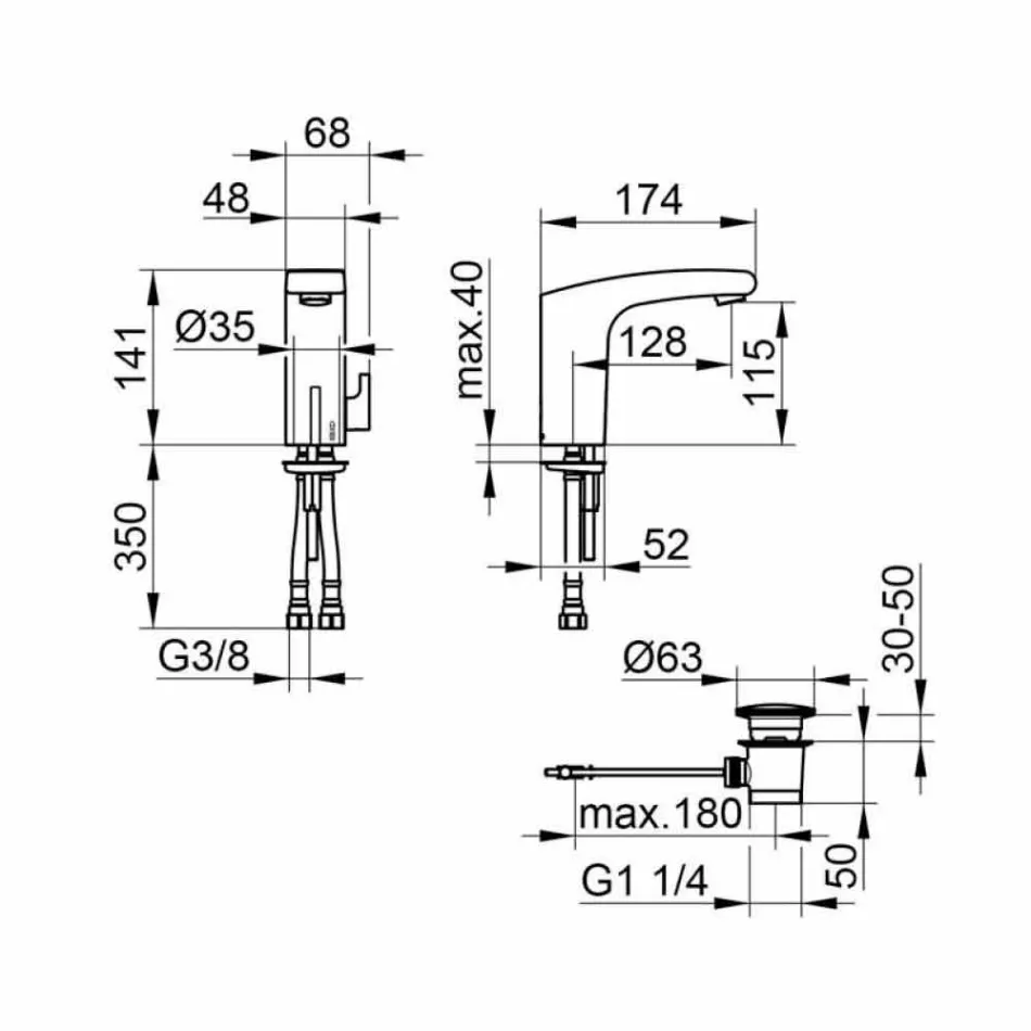 Modern Basin Mixer with Infrared Sensor in Chromed Metal - Gonzo Viadurini
