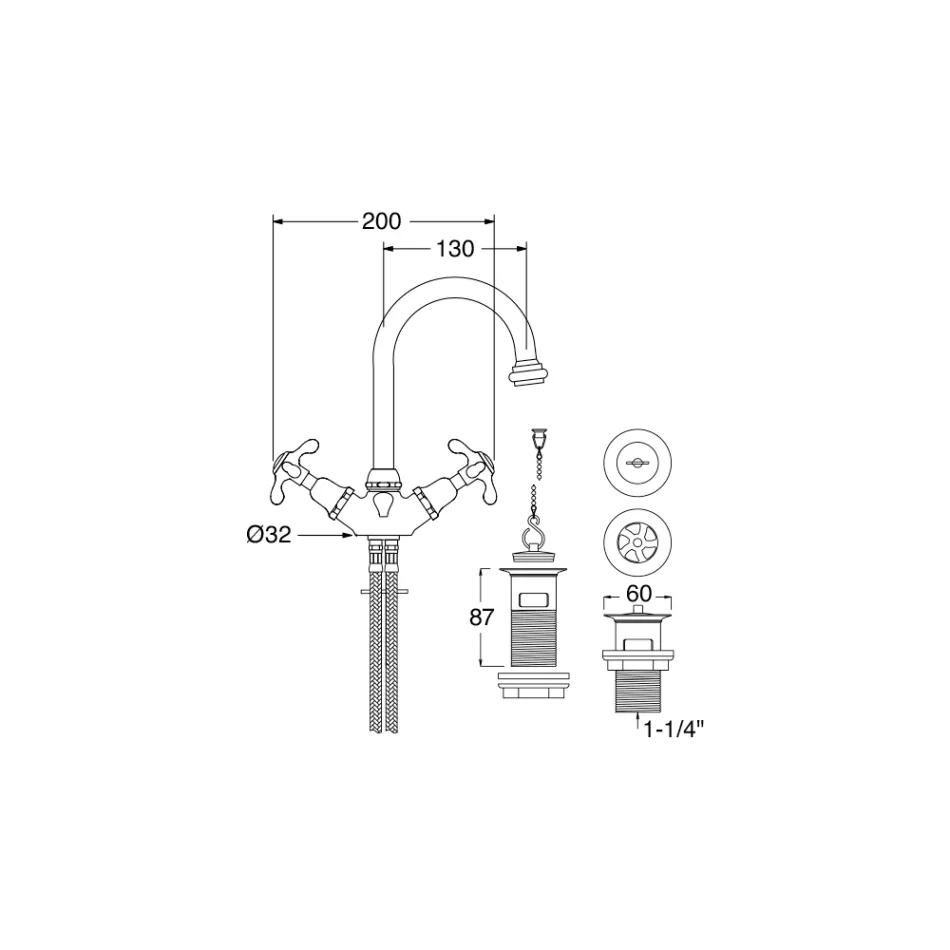 Vintage Style Single Hole Basin Mixer in Brass Made in Italy – Klarisa Viadurini