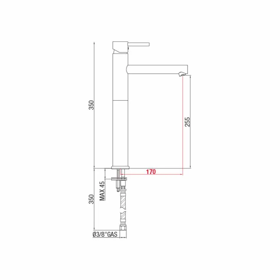 Extended Basin Mixer in Brass Without Drain Made in Italy - Ermia Viadurini