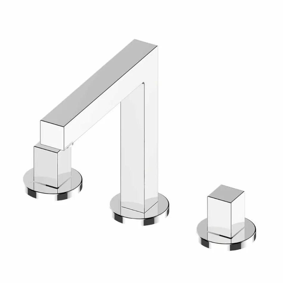 Modern Three-Hole Chrome Metal Bathroom Sink Mixer - Girino Viadurini