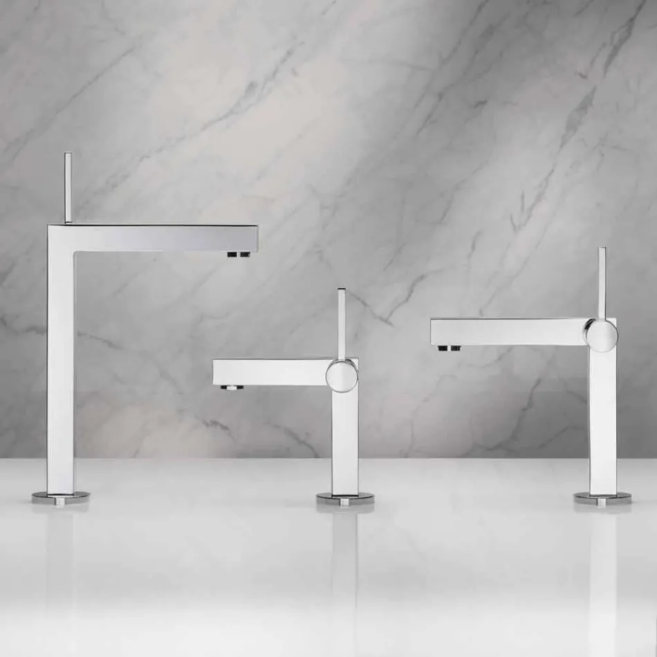 Modern Bathroom Washbasin Mixer in Chrome Finish Metal - Girino Viadurini