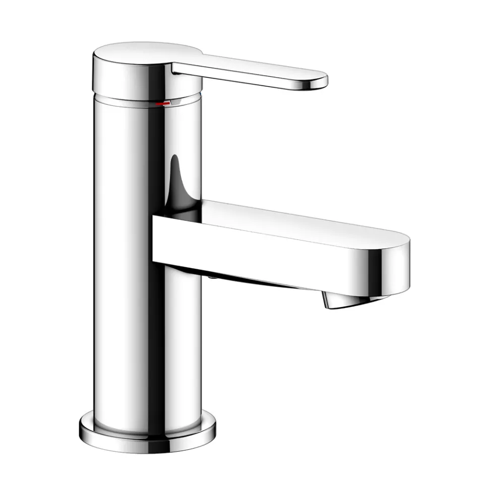 Single-lever basin mixer with flat design in chromed brass - Agenore Viadurini