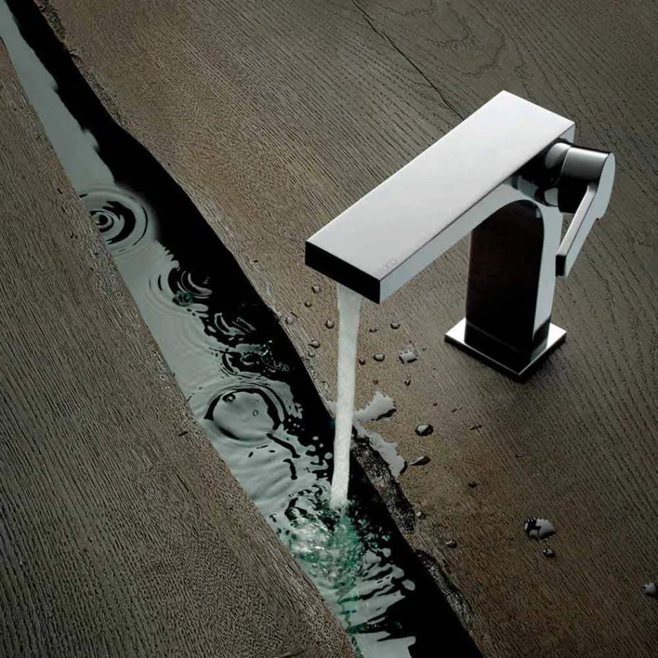 Modern Single-lever Basin Mixer with Metal Drain - Etto Viadurini