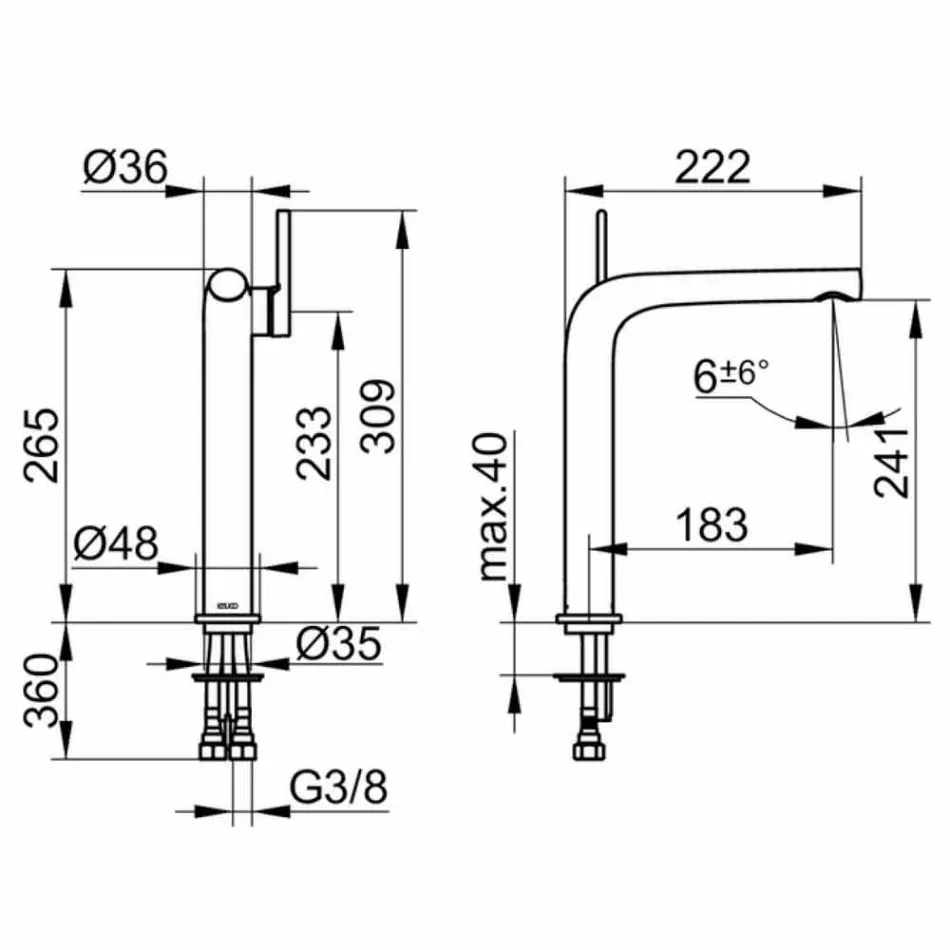 Modern Single-Lever Mixer for Washbasin Without Metal Drain - Pinto Viadurini