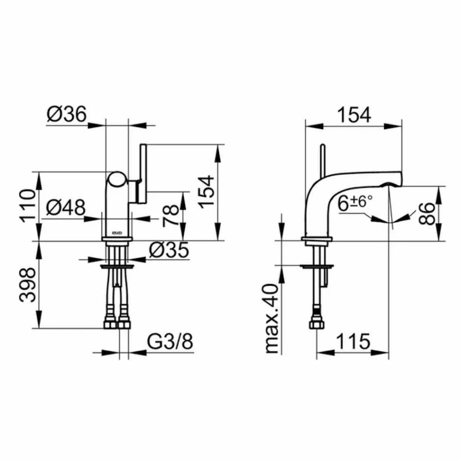 Modern Single-Lever Mixer for Washbasin Without Metal Drain - Pinto Viadurini
