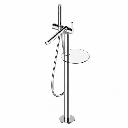 Modern Single-lever Bathtub Mixer with Metal Shower Head - Pinto Viadurini