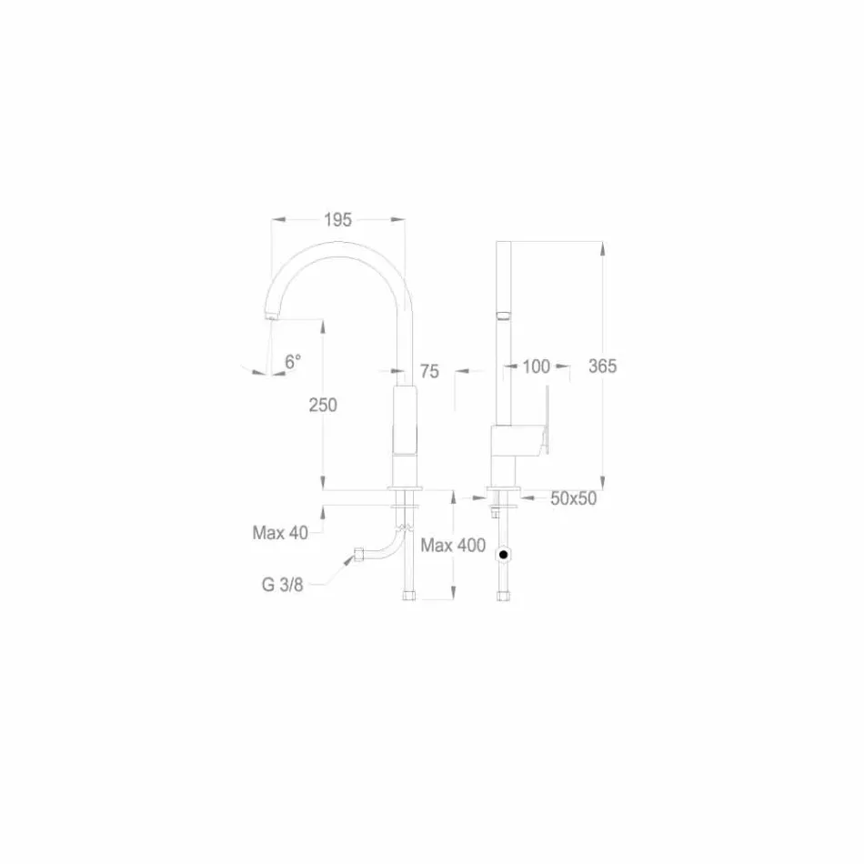 Made in Italy Design Single-lever Kitchen Basin Mixer - Bonsu Viadurini