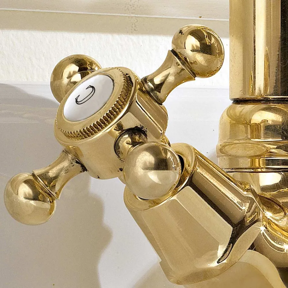 Vintage Design Single Hole Basin Mixer in Brass Made in Italy - Ursula Viadurini