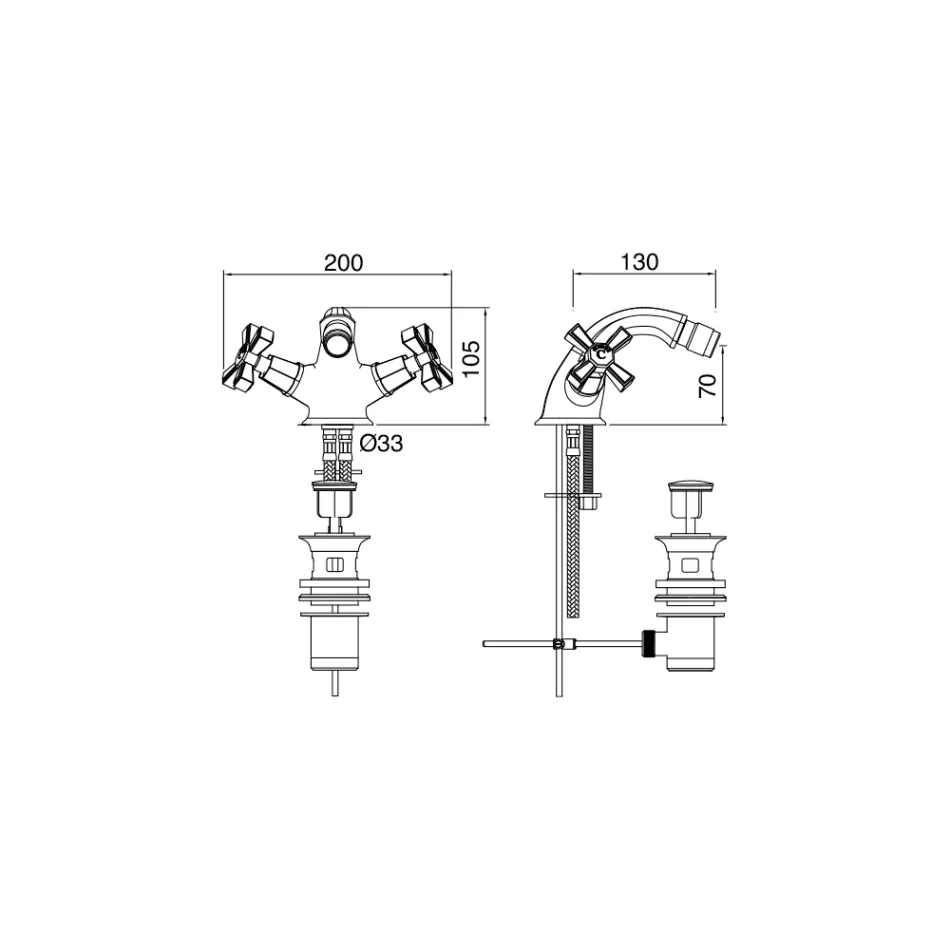 Single Hole Bidet Mixer in Brass, Vintage Style Made in Italy - Silvana Viadurini
