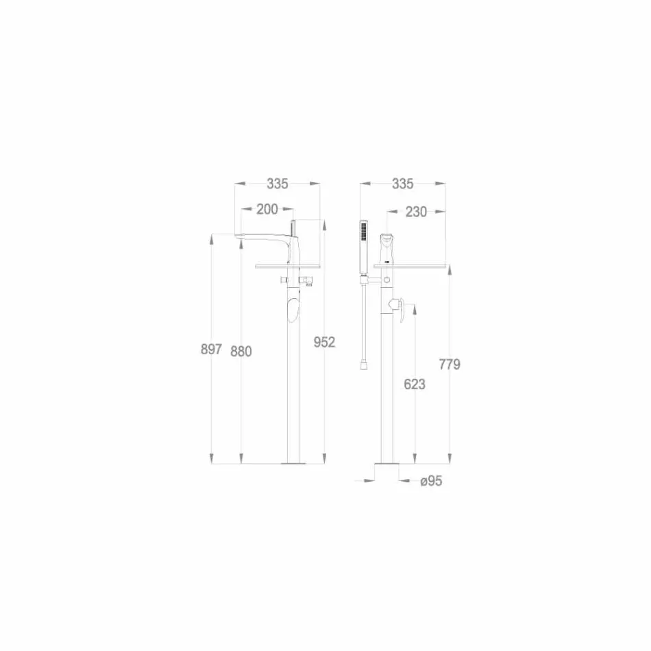 Bathtub Deck Mixer in Brass of Made Italy Design - Benello Viadurini