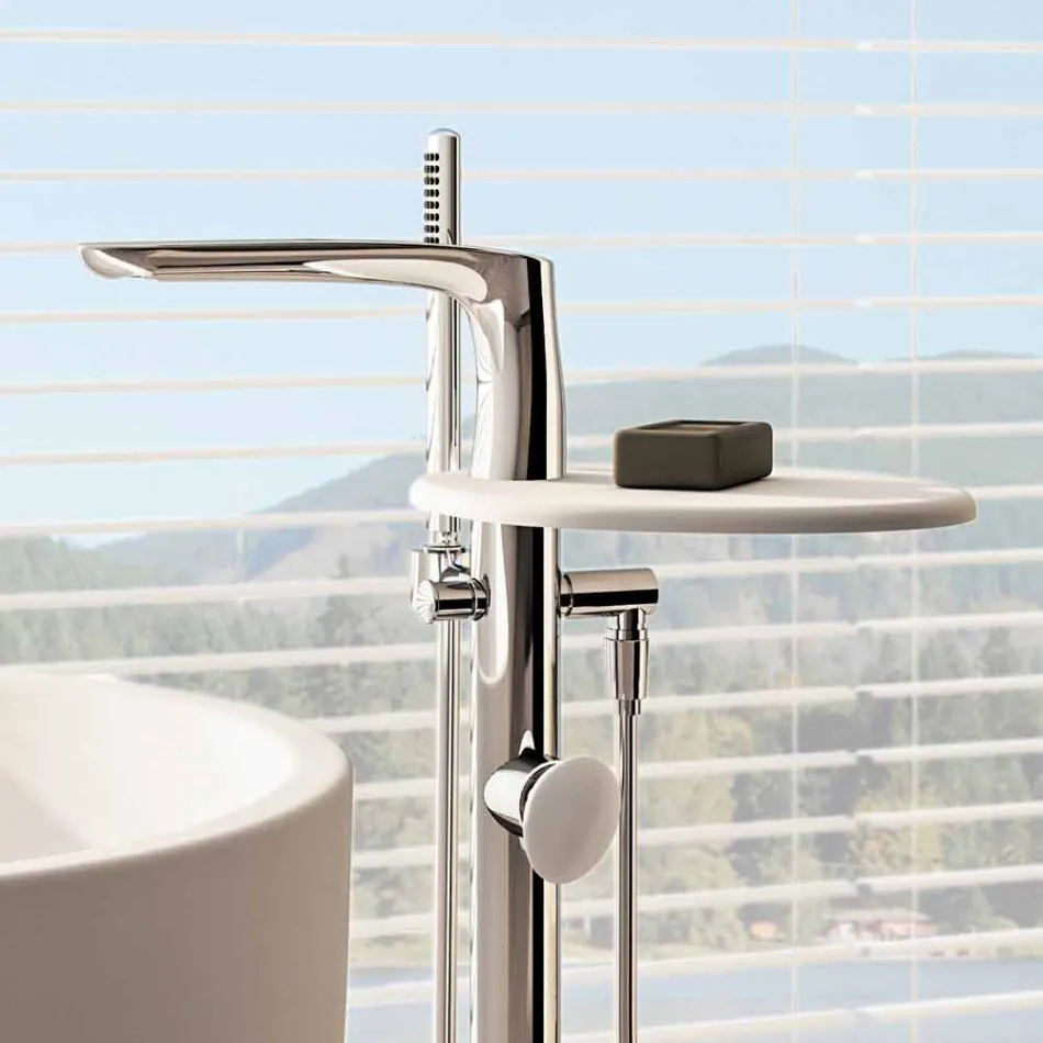 Modern Floor Deck Bath Mixer Made in Italy - Palimio Viadurini