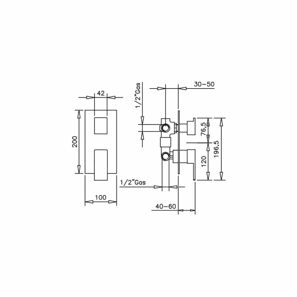 Shower mixer with 3-way diverter Made in Italy - Panela Viadurini