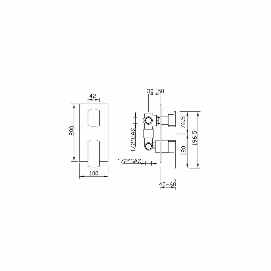 Shower mixer with three outlets diverter Made in Italy - Sika Viadurini