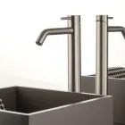 High Basin Mixer with Long Spout in AISI 316L Steel - Artigli Viadurini