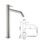 High Basin Mixer with Long Spout in AISI 316L Steel - Artigli Viadurini