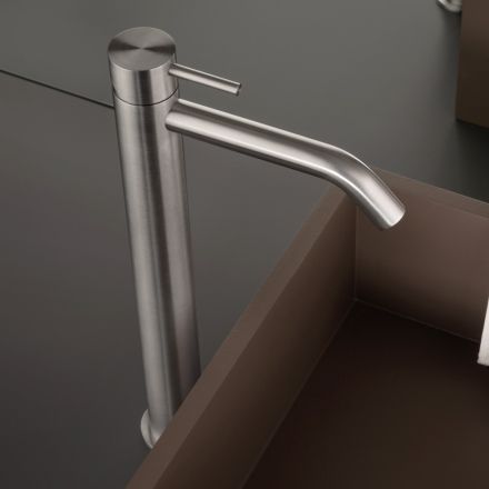 High Basin Mixer with Long Spout in AISI 316L Steel - Artigli Viadurini