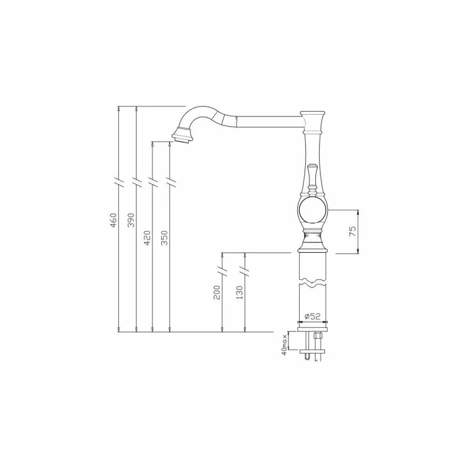 High Barrel Bathroom Basin Mixer 13 cm Extension Made in Italy - Neno Viadurini
