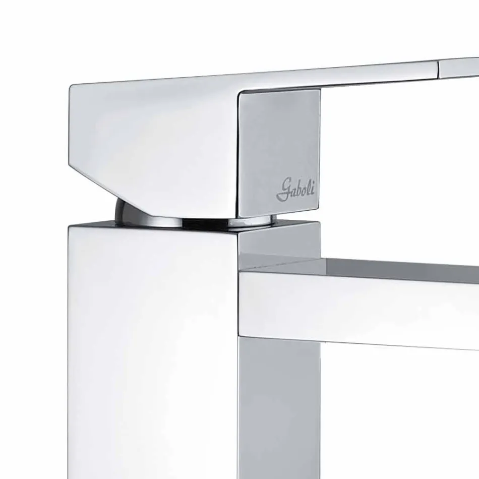 Bathroom Sink Mixer in Square Chromed Brass Made in Italy - Medida Viadurini