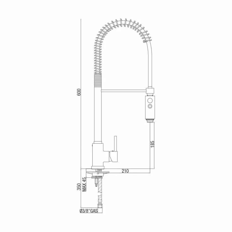 Kitchen Basin Mixer in Brass with Hand Shower Made in Italy - Kalimo Viadurini