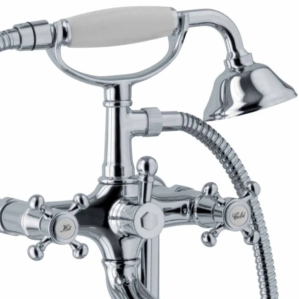 Classic Design Floor Bathtub Mixer in Brass Made in Italy - Lisca Viadurini