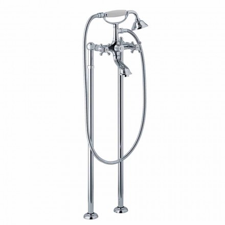 Classic Design Floor Bathtub Mixer in Brass Made in Italy - Lisca Viadurini