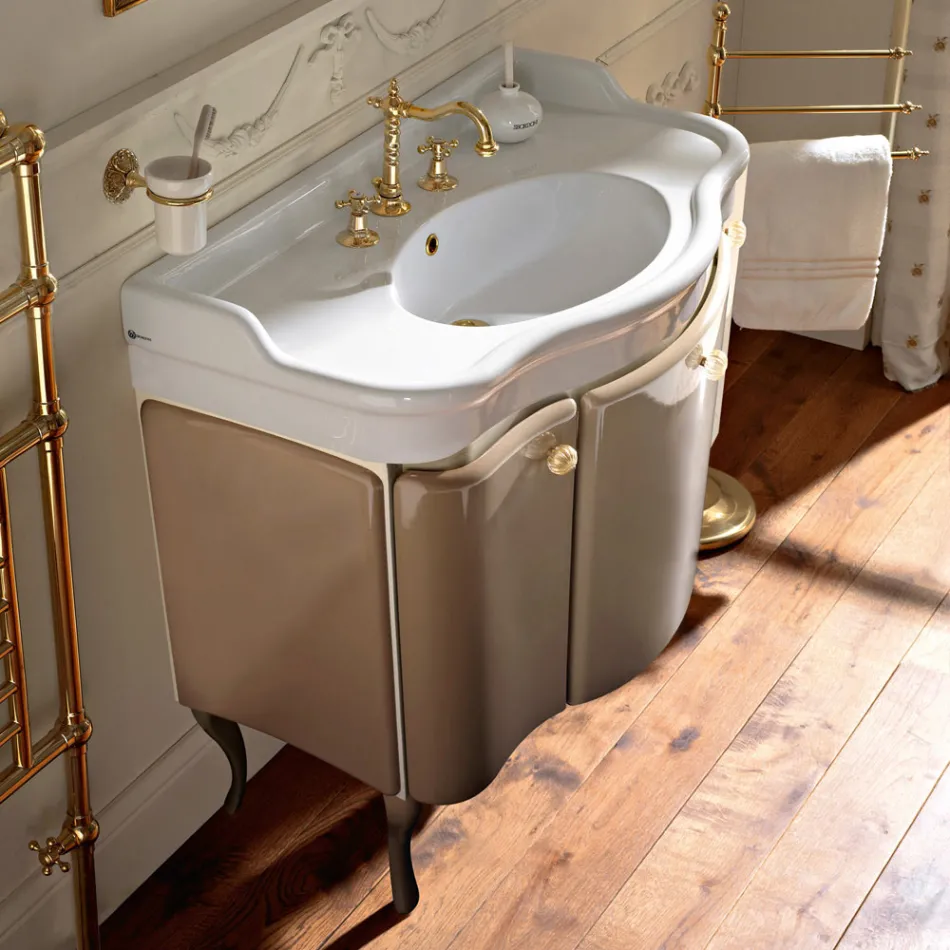 Cabinet with Two Doors and Glossy Lacquered Basket Made in Italy - Candy Viadurini