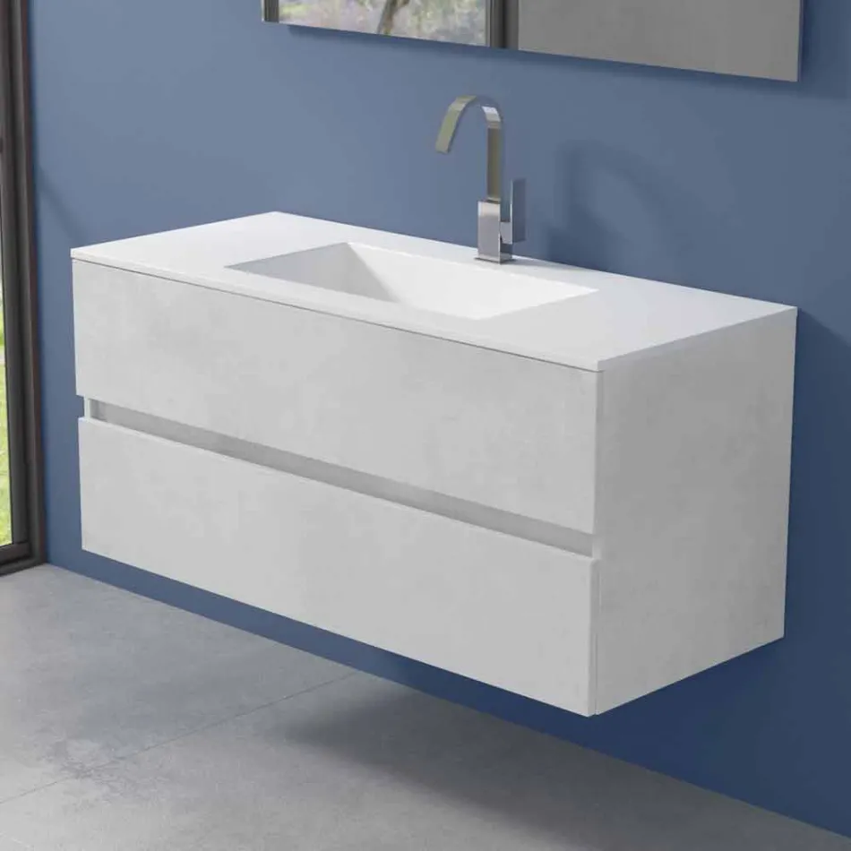 Suspension Cabinet for Bathroom with Integrated Washbasin in 3 Dimensions - Marione Viadurini