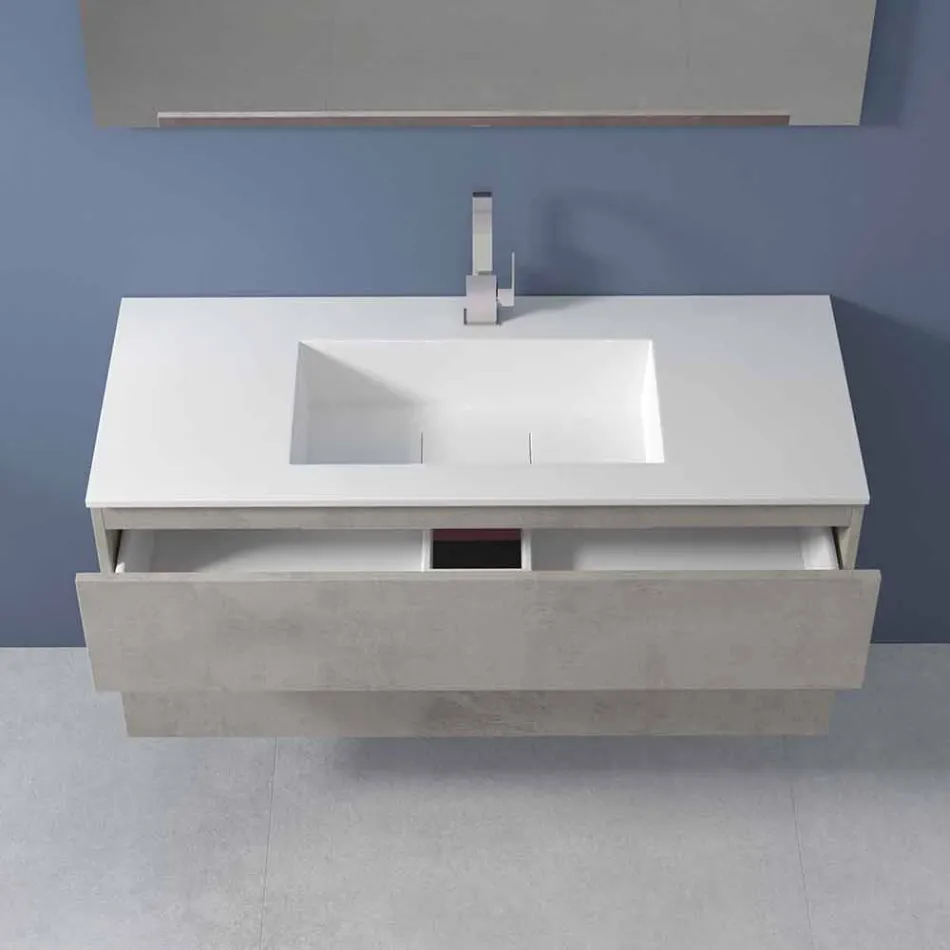 Suspension Cabinet for Bathroom with Integrated Washbasin in 3 Dimensions - Marione Viadurini