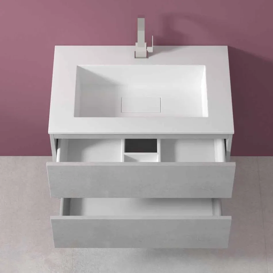 Suspension Cabinet for Bathroom with Integrated Washbasin in 3 Dimensions - Marione Viadurini