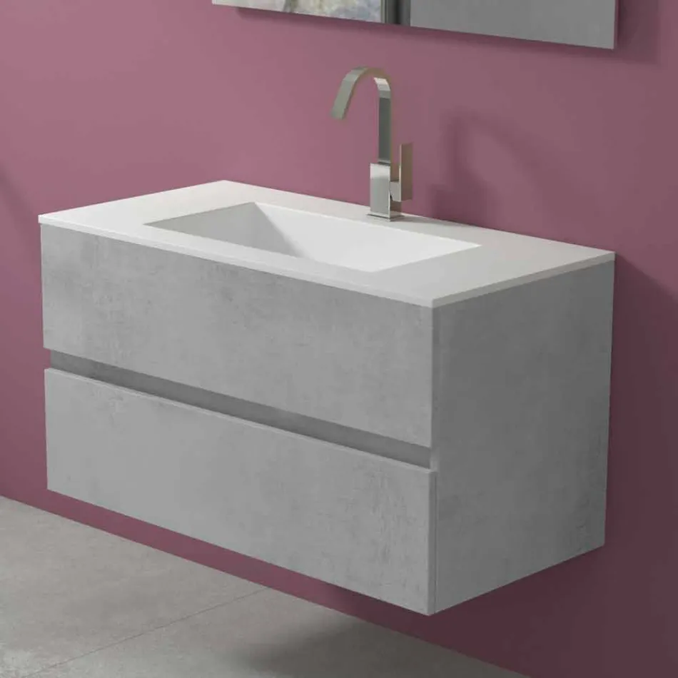 Suspension Cabinet for Bathroom with Integrated Washbasin in 3 Dimensions - Marione Viadurini