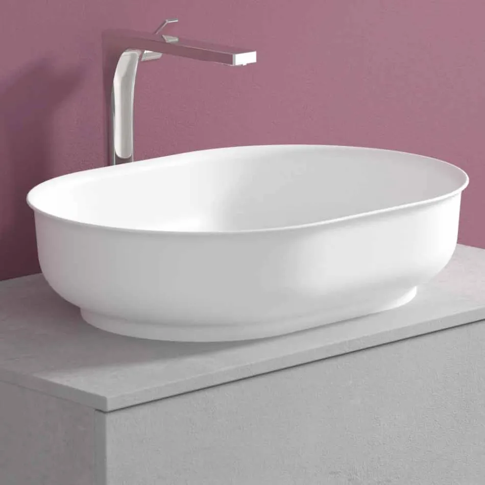 Suspended Bathroom Furniture and Oval Washbasin, Modern Design - Cesiro Viadurini