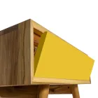 Bathroom Furniture in Natural Teak with Yellow Drawer - Gatien Viadurini