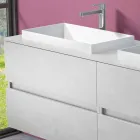 Suspended Bathroom Furniture with Double Built-in Washbasin, Modern Design - Dumbo Viadurini